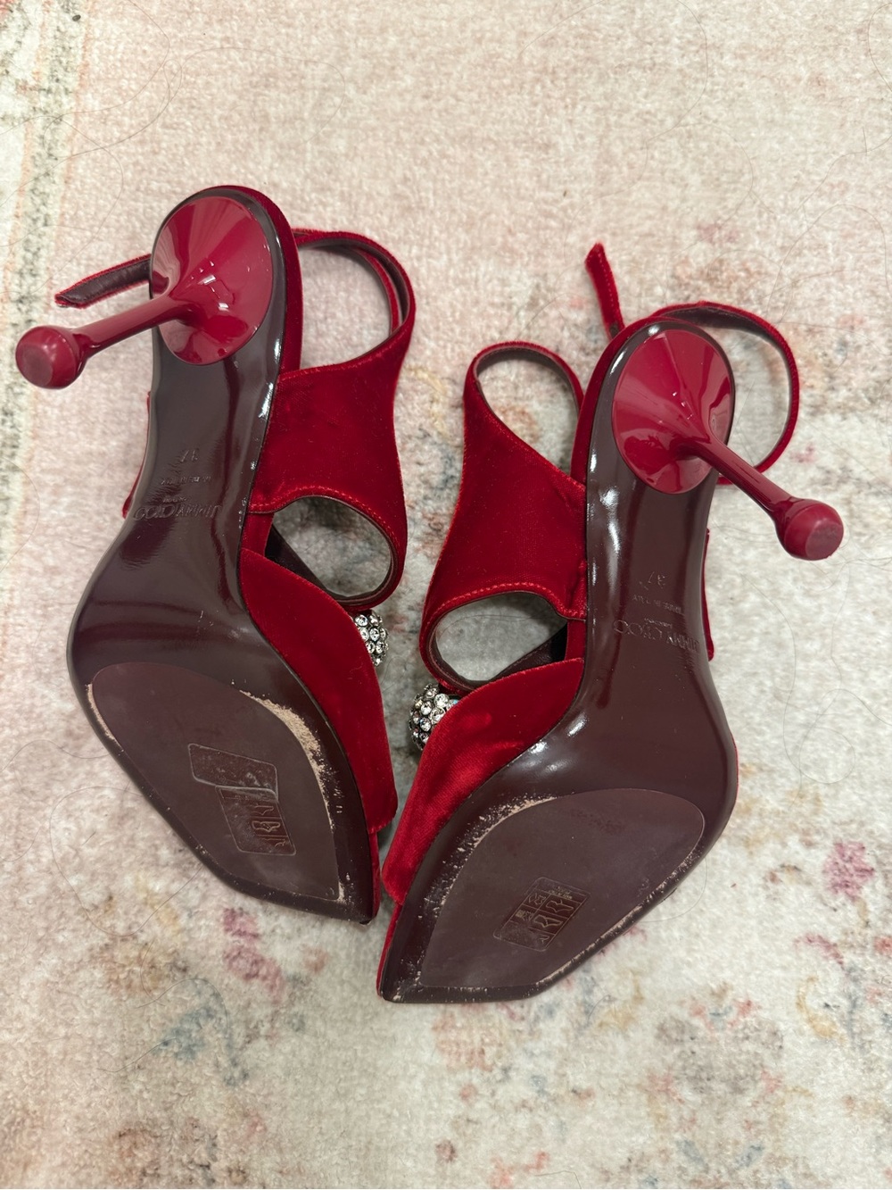 Jimmy Choo Orb 95 embellished velvet sandals Size 7 - Picture 3 of 4